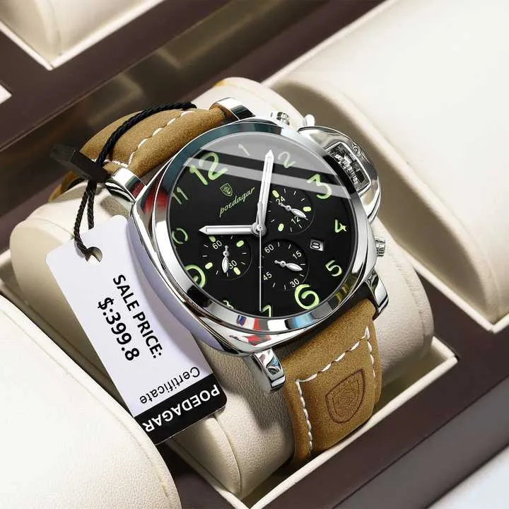 ساعة يد رجالية فاخرة من ر. POEDAGAR Luxury Men's Quartz Waterproof