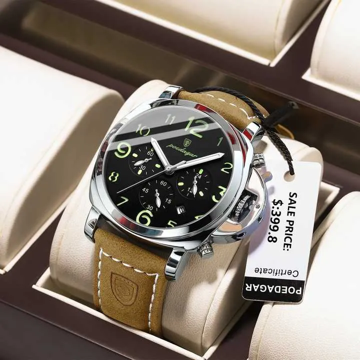 ساعة يد رجالية فاخرة من ر. POEDAGAR Luxury Men's Quartz Waterproof