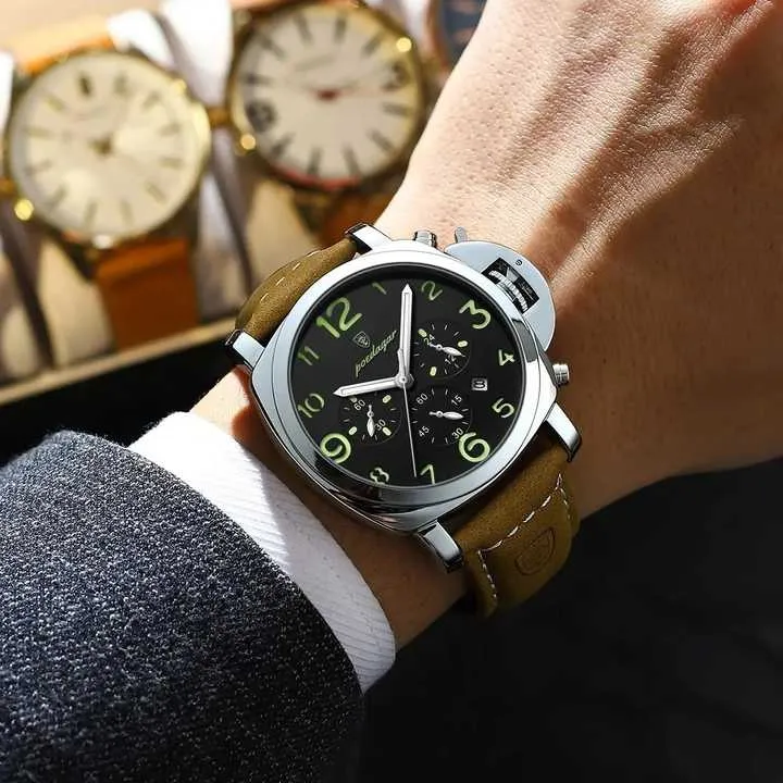 ساعة يد رجالية فاخرة من ر. POEDAGAR Luxury Men's Quartz Waterproof
