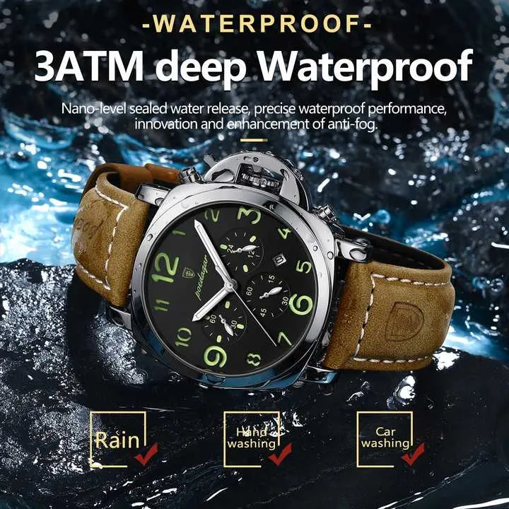 ساعة يد رجالية فاخرة من ر. POEDAGAR Luxury Men's Quartz Waterproof
