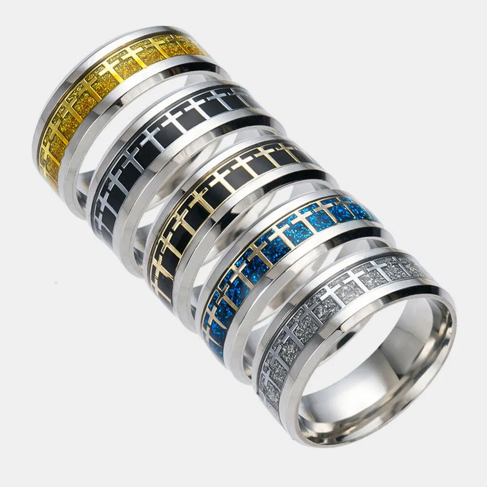 1 Pcs Casual Simple Style Unique Cross Stainless Steel Fashion Men's Ring