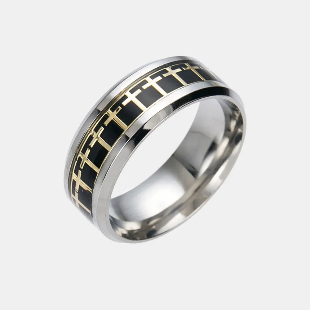 1 Pcs Casual Simple Style Unique Cross Stainless Steel Fashion Men's Ring