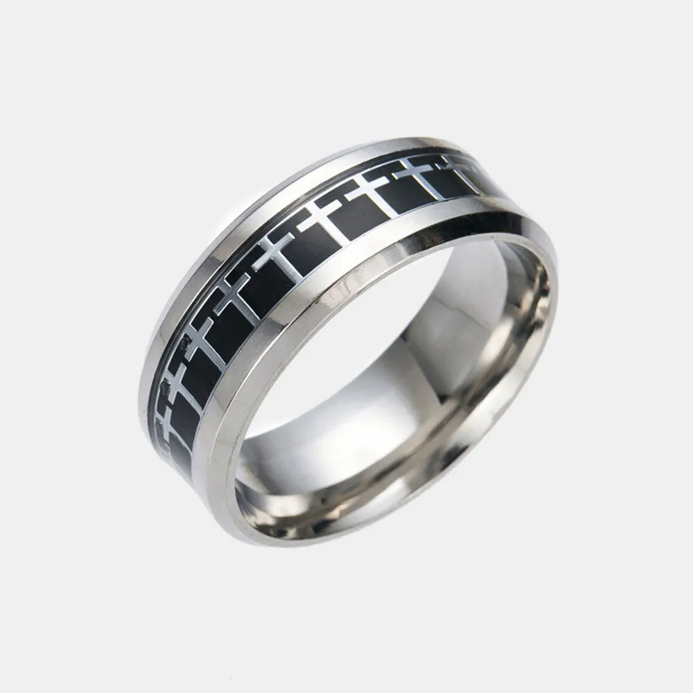1 Pcs Casual Simple Style Unique Cross Stainless Steel Fashion Men's Ring