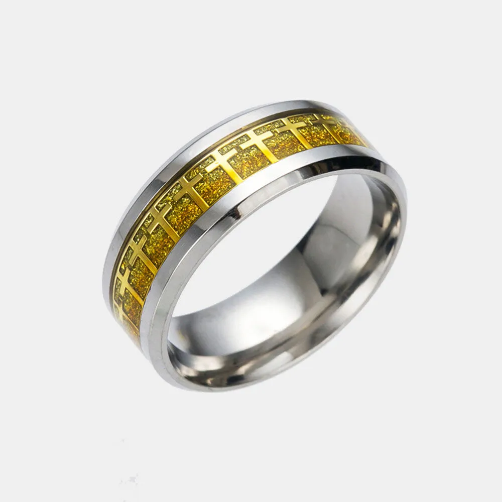 1 Pcs Casual Simple Style Unique Cross Stainless Steel Fashion Men's Ring