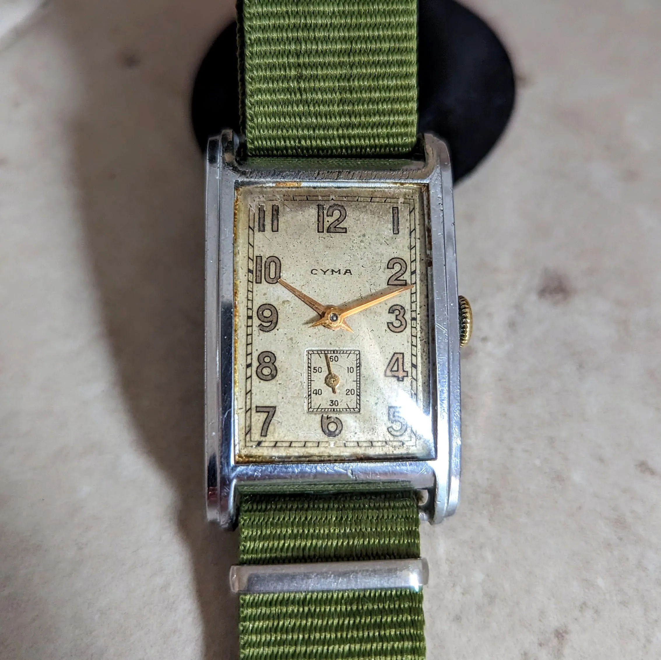 1940 CYMA Tank Case Wristwatch 15 Jewels Cal. Ref. 032D Swiss Made Watch