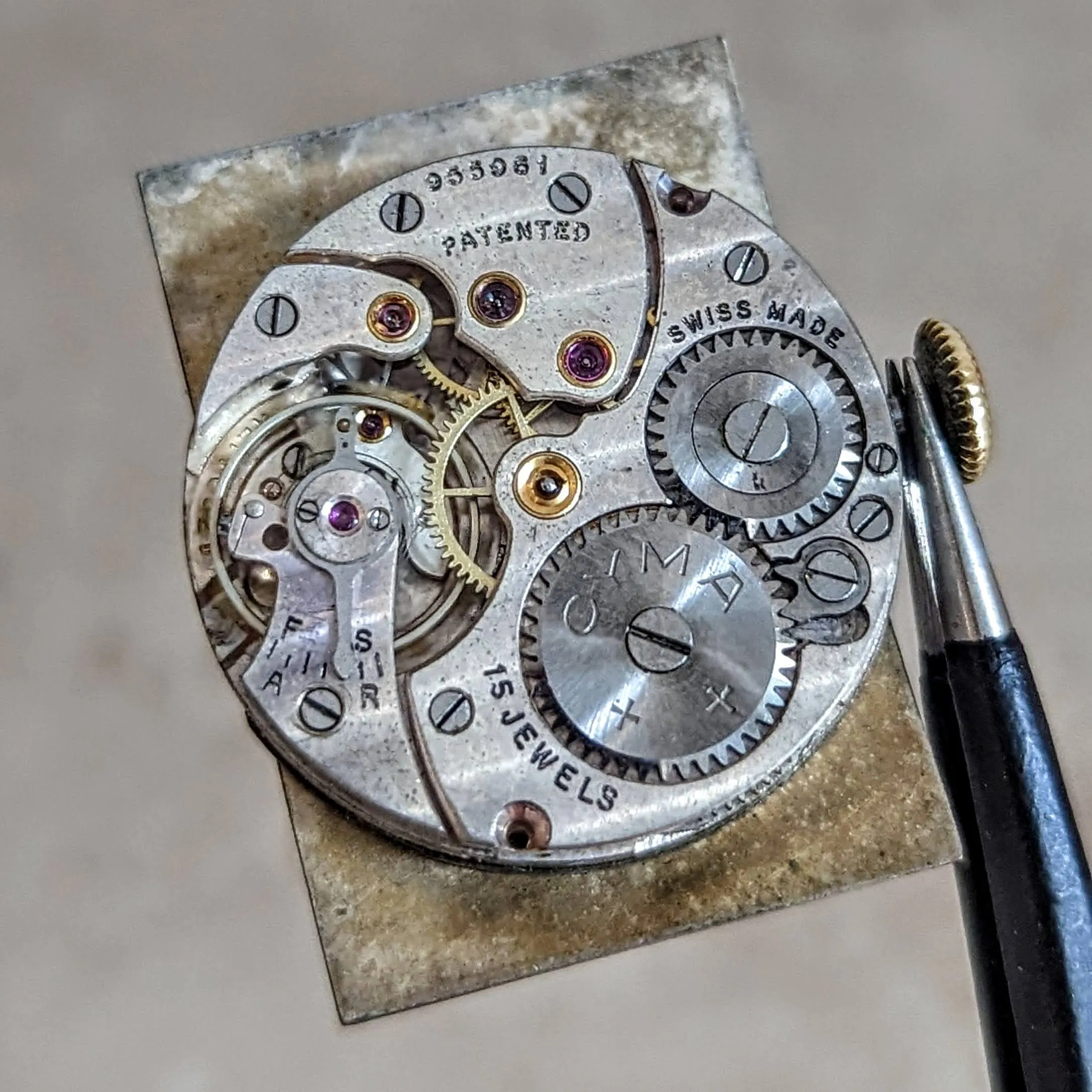 1940 CYMA Tank Case Wristwatch 15 Jewels Cal. Ref. 032D Swiss Made Watch