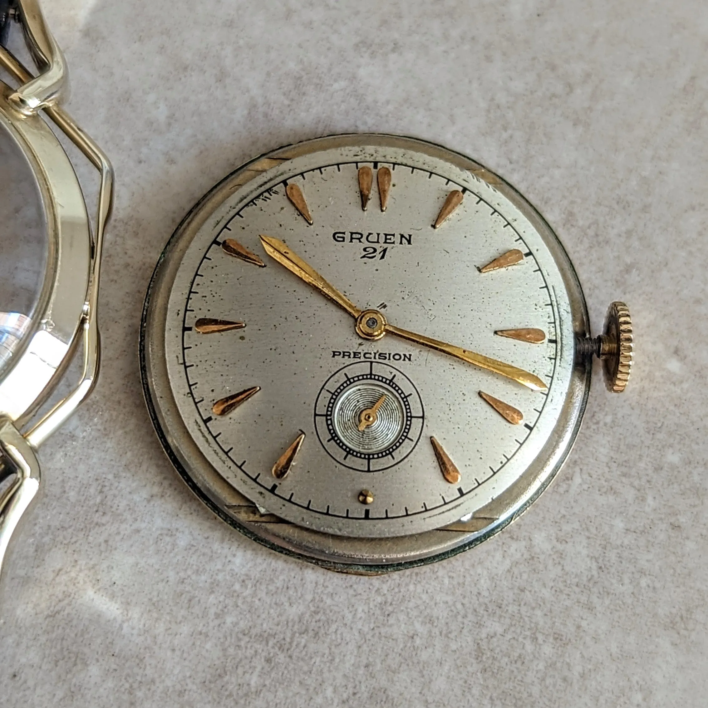 1950 GRUEN Barclay Wristwatch "The Spider" Watch 21 Jewels Precision 10K GF Vintage U.S.A.