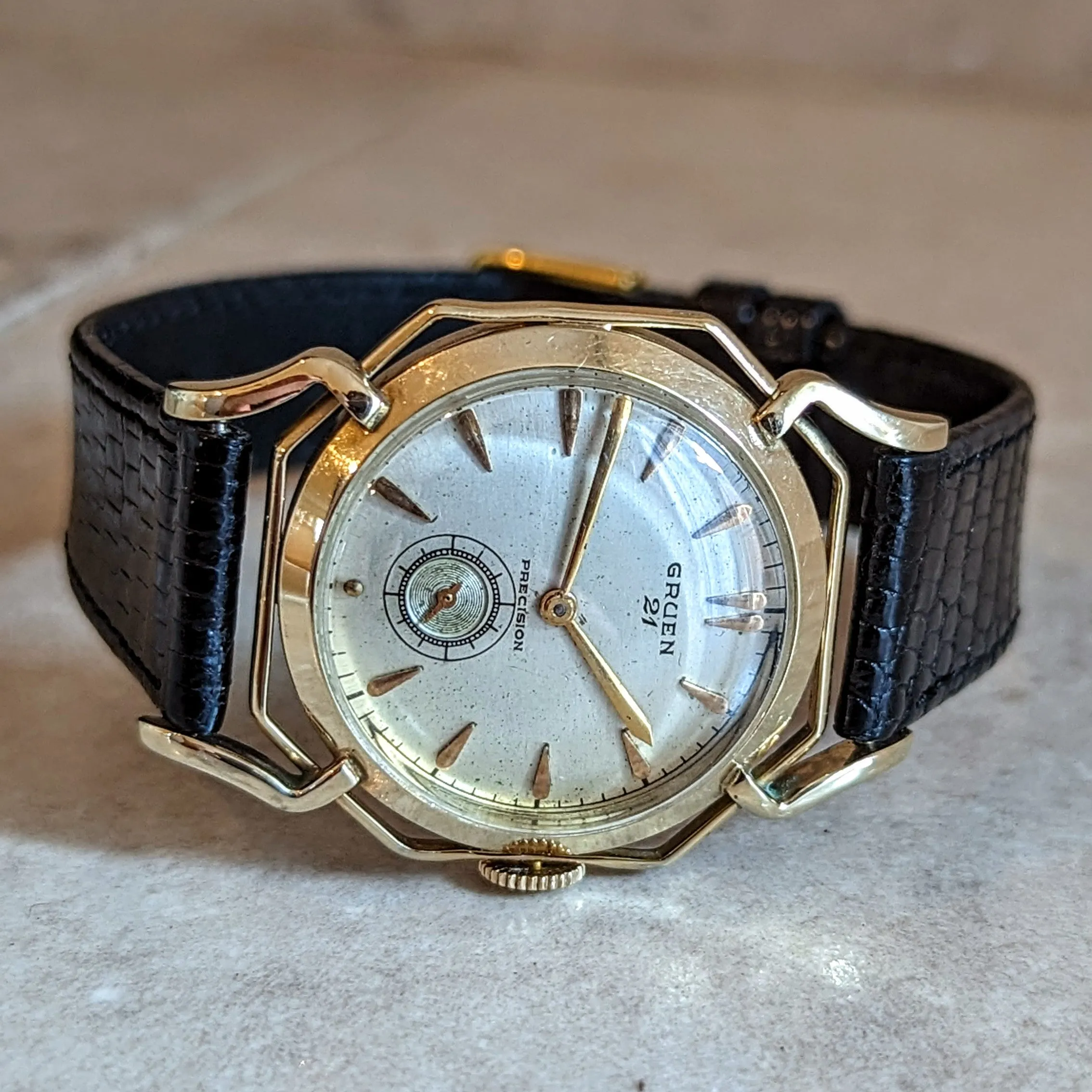 1950 GRUEN Barclay Wristwatch "The Spider" Watch 21 Jewels Precision 10K GF Vintage U.S.A.