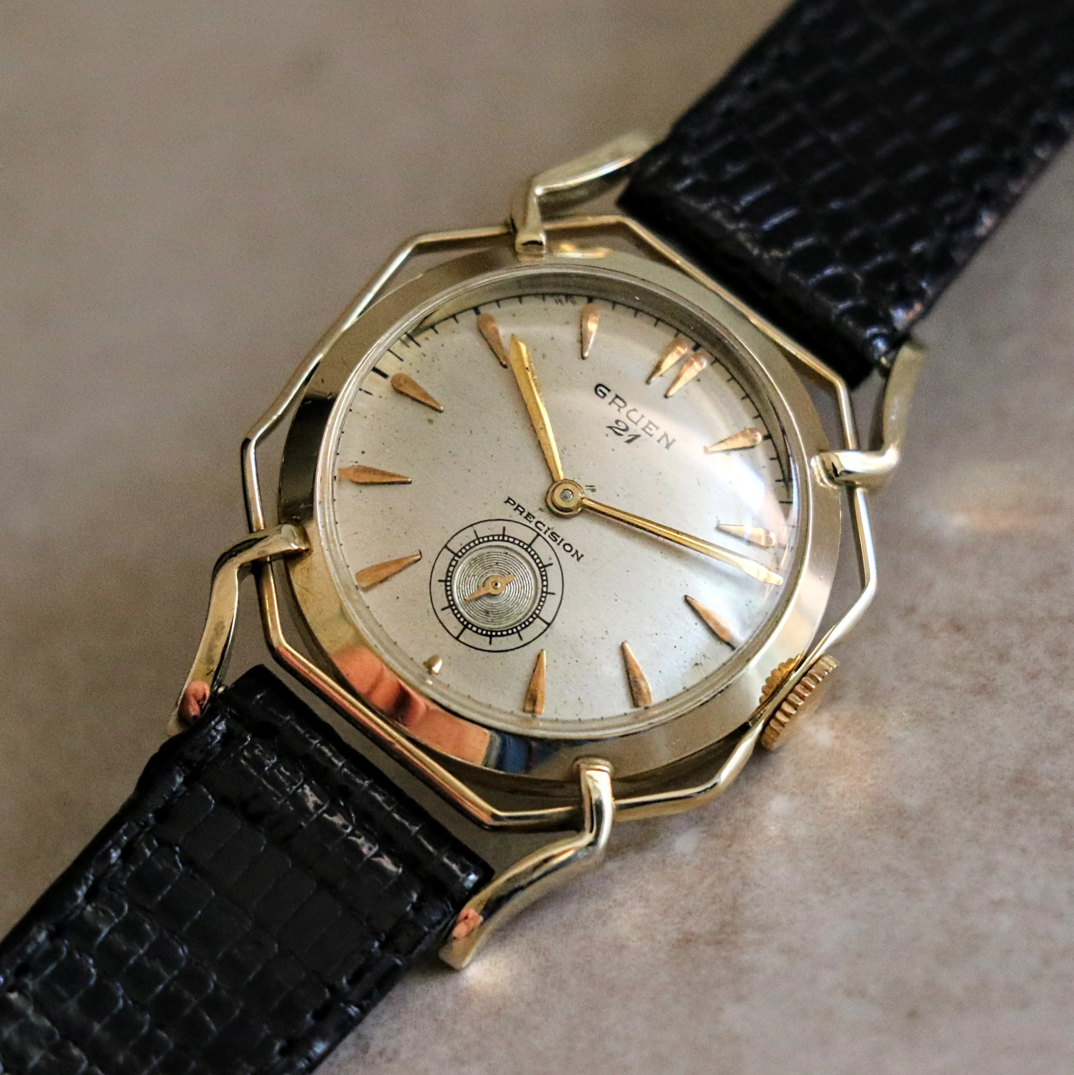 1950 GRUEN Barclay Wristwatch "The Spider" Watch 21 Jewels Precision 10K GF Vintage U.S.A.