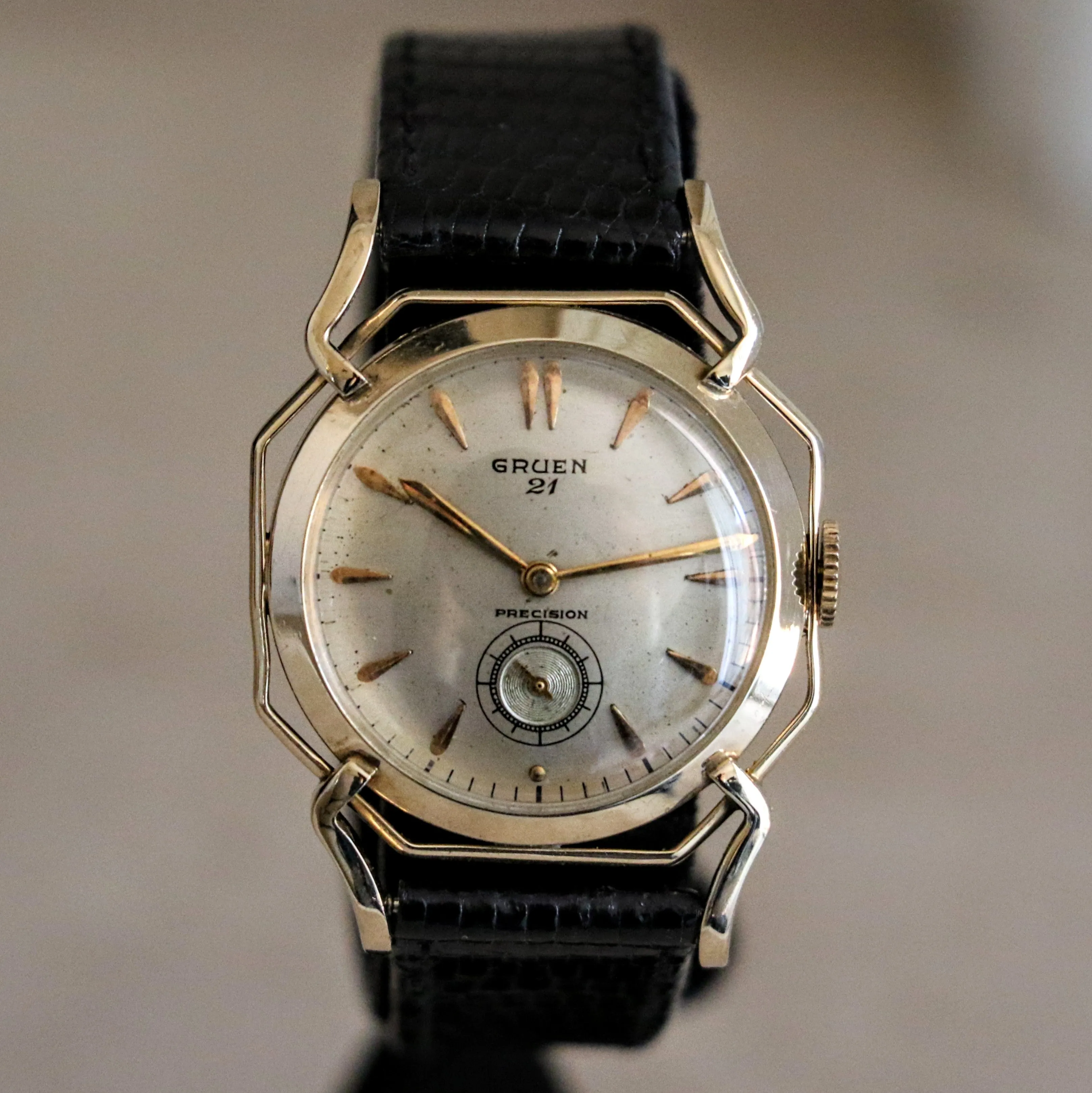 1950 GRUEN Barclay Wristwatch "The Spider" Watch 21 Jewels Precision 10K GF Vintage U.S.A.