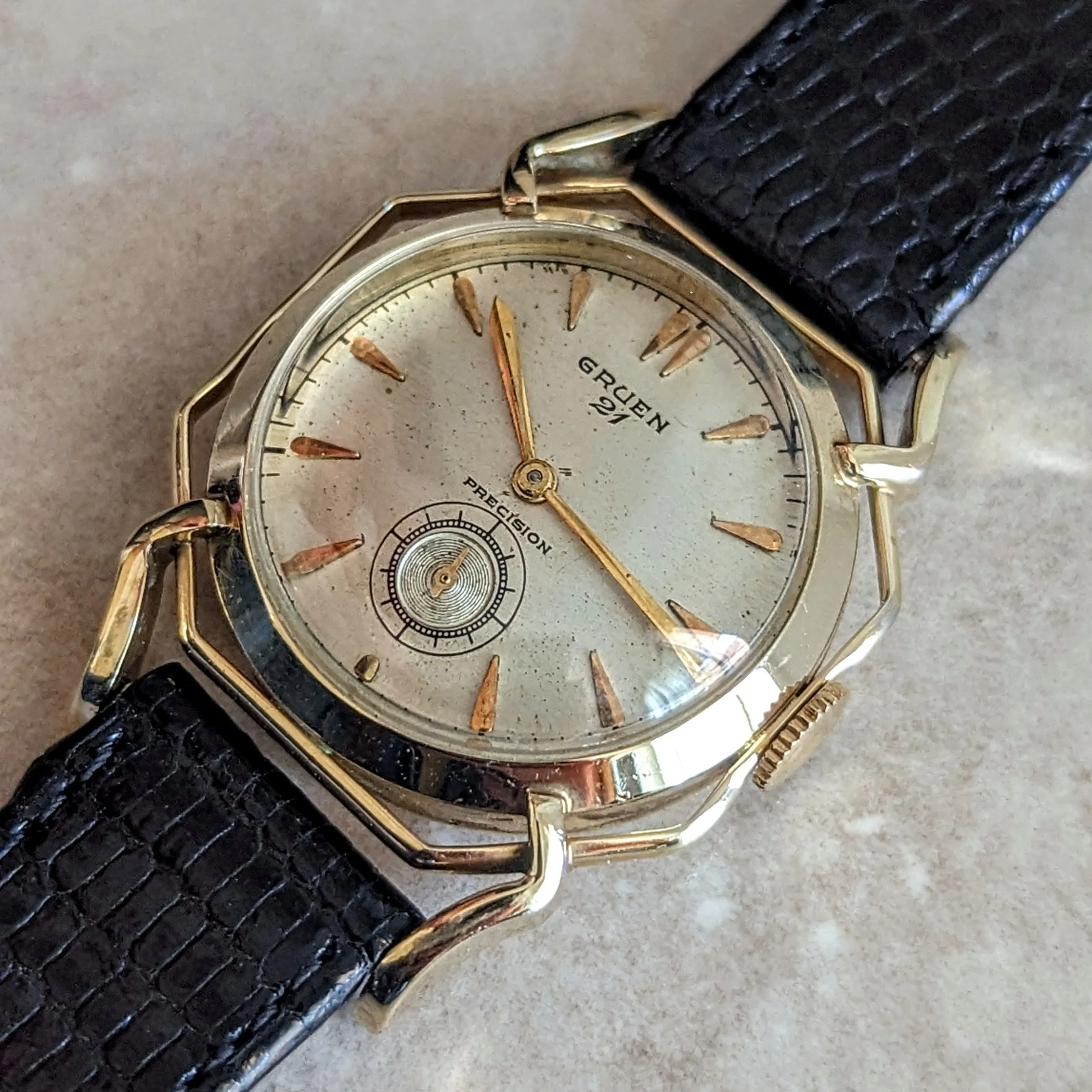 1950 GRUEN Barclay Wristwatch "The Spider" Watch 21 Jewels Precision 10K GF Vintage U.S.A.