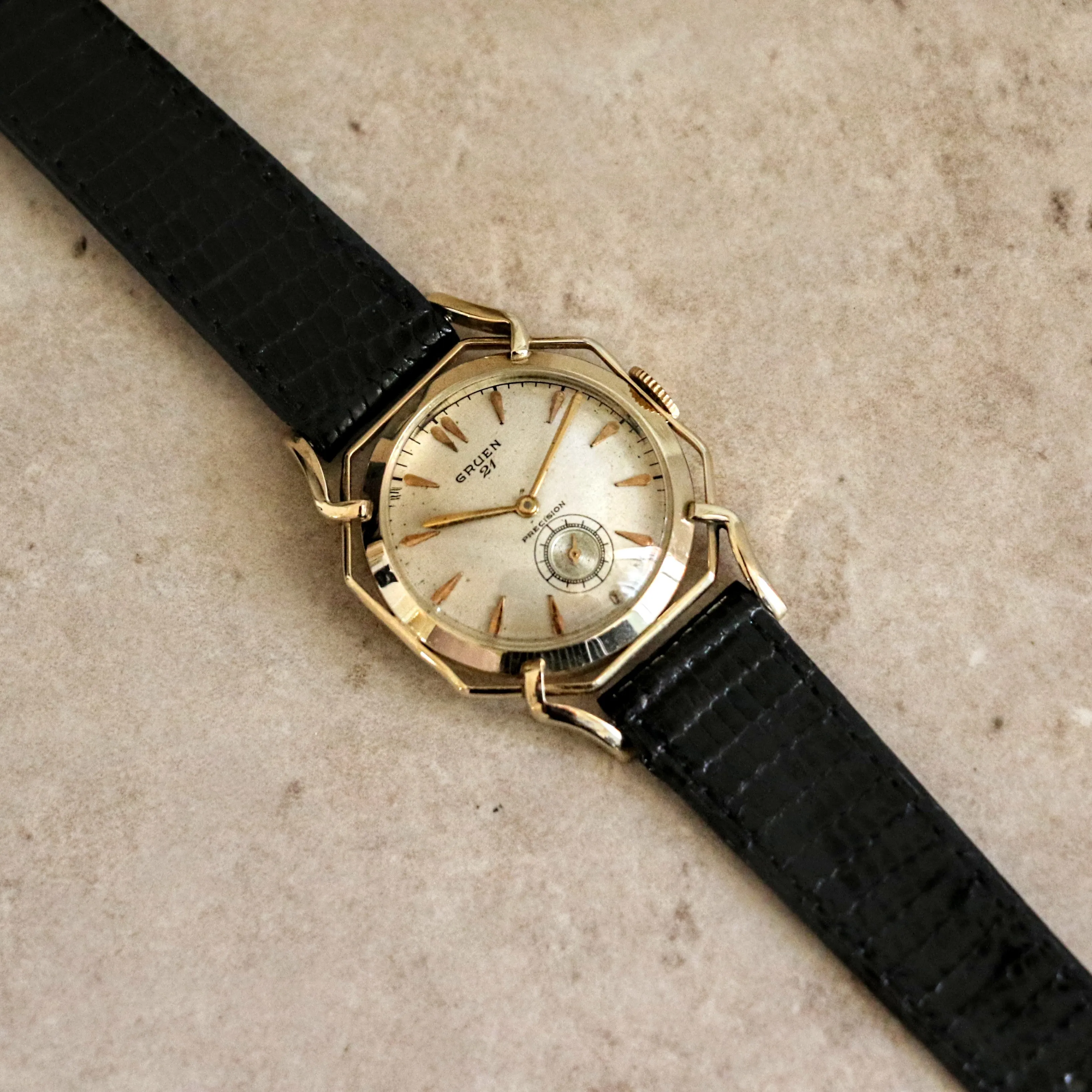 1950 GRUEN Barclay Wristwatch "The Spider" Watch 21 Jewels Precision 10K GF Vintage U.S.A.