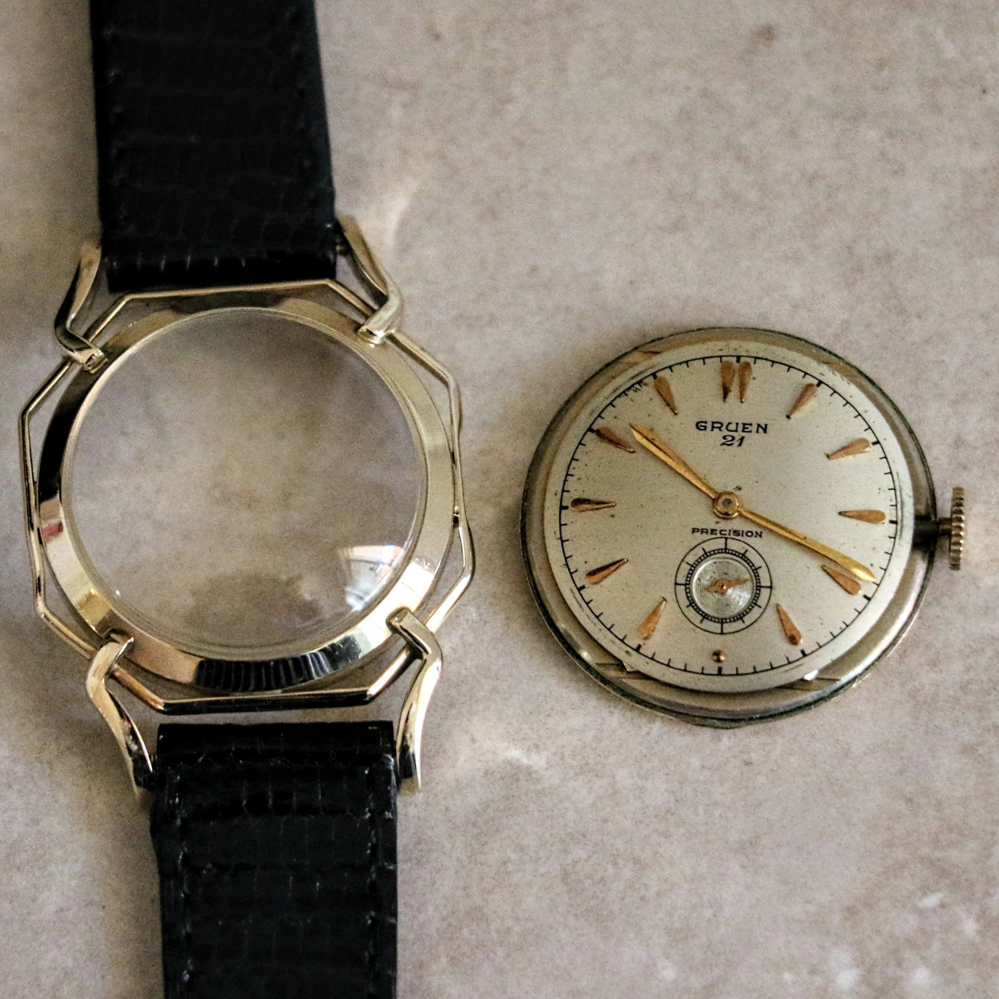 1950 GRUEN Barclay Wristwatch "The Spider" Watch 21 Jewels Precision 10K GF Vintage U.S.A.