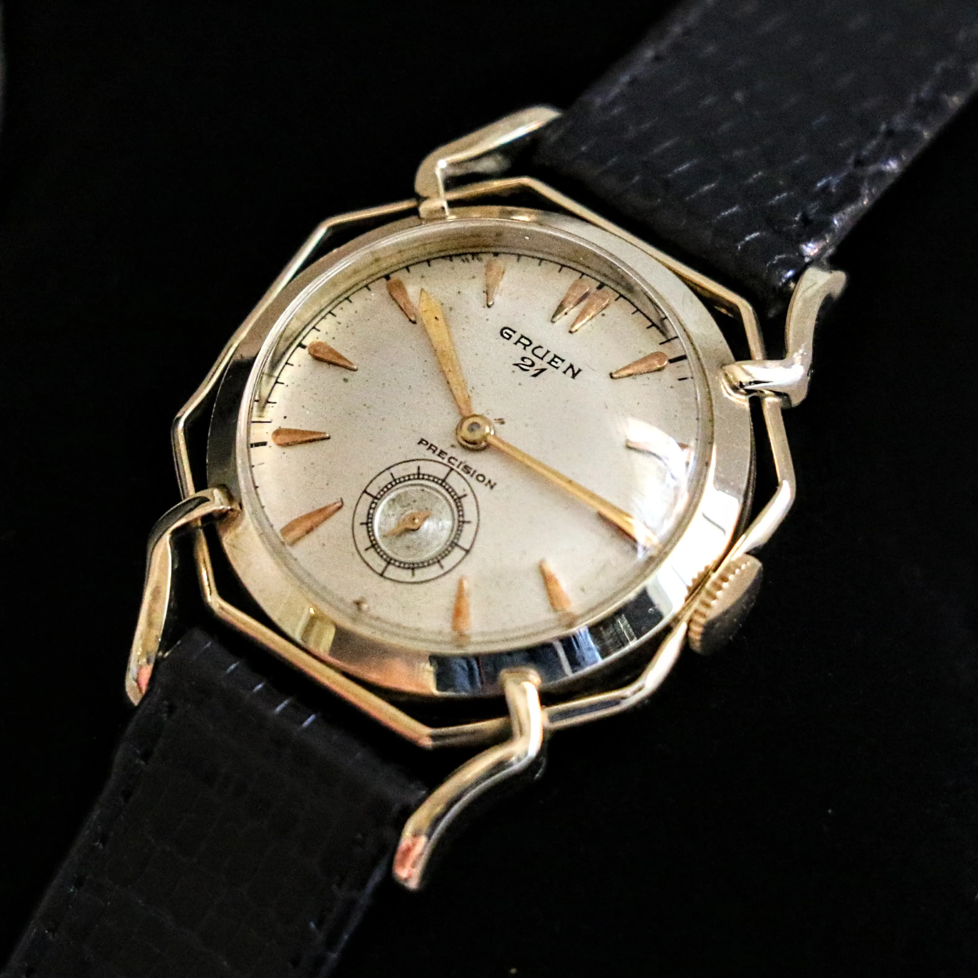 1950 GRUEN Barclay Wristwatch "The Spider" Watch 21 Jewels Precision 10K GF Vintage U.S.A.