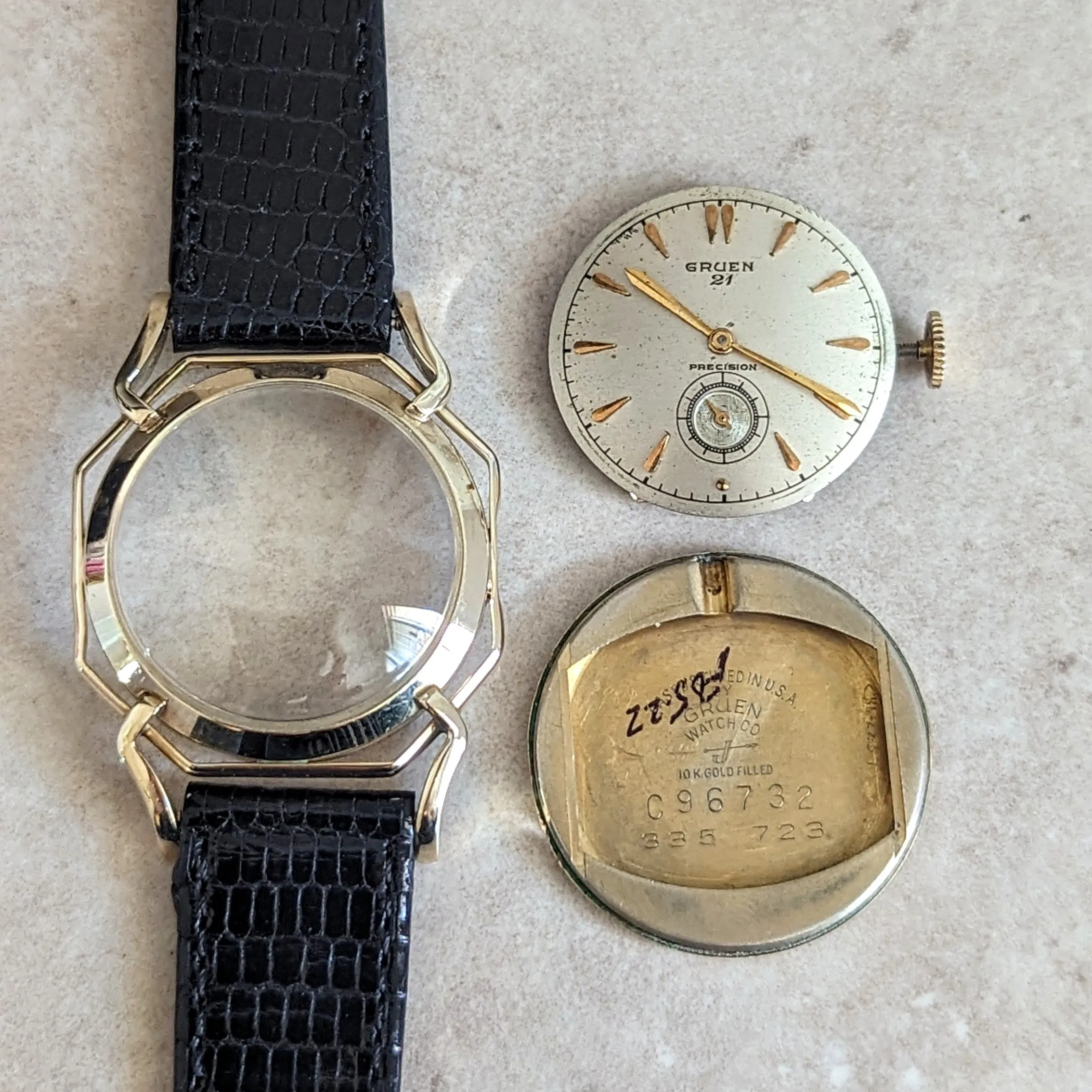 1950 GRUEN Barclay Wristwatch "The Spider" Watch 21 Jewels Precision 10K GF Vintage U.S.A.