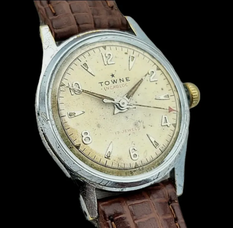 1950's TOWNE Watch 17 Jewels Incabloc AS 1187 / 94