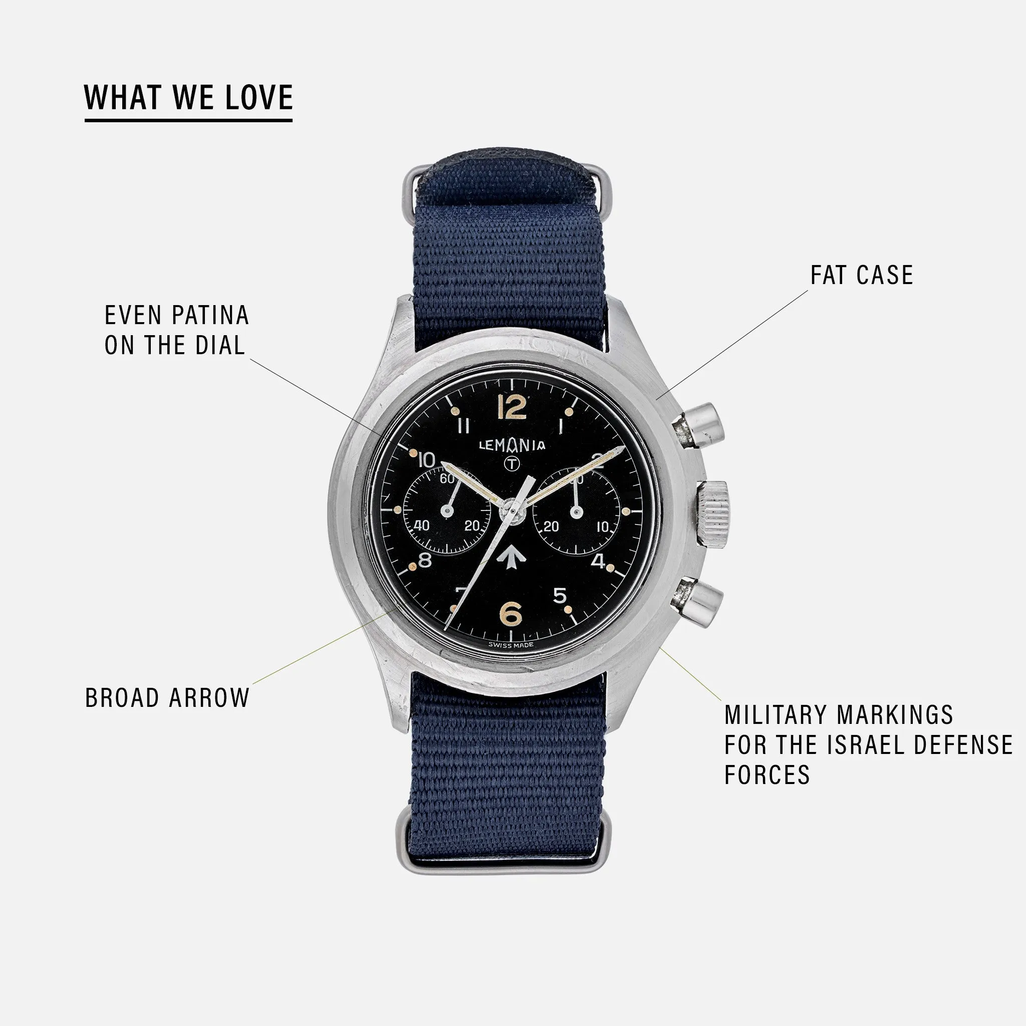 1970s Lemania 'Broad Arrow' Chronograph For The Israeli Army