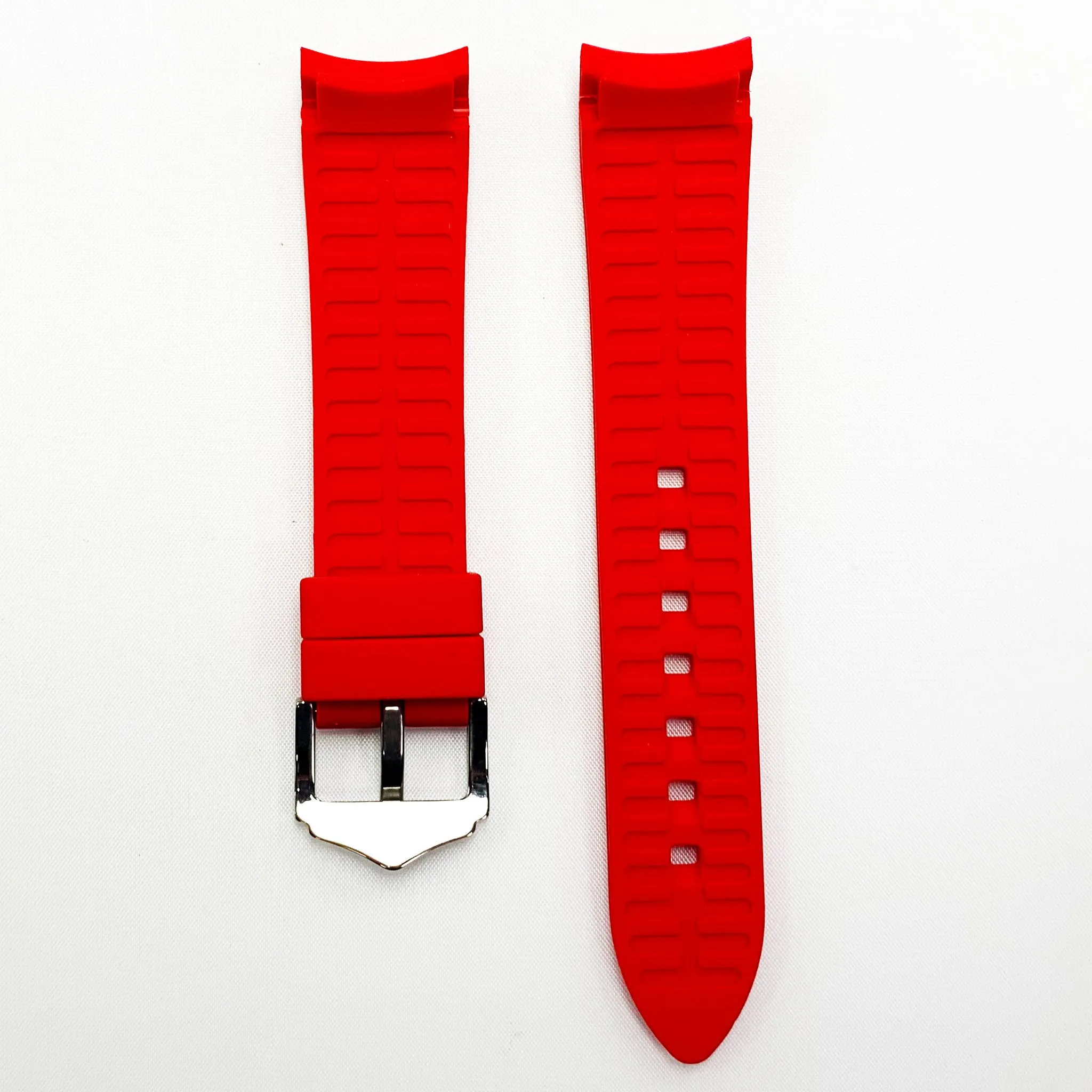 20 MM Special Curve Red Color Silicone Quick Release Regular Size Watch Strap Steel HR