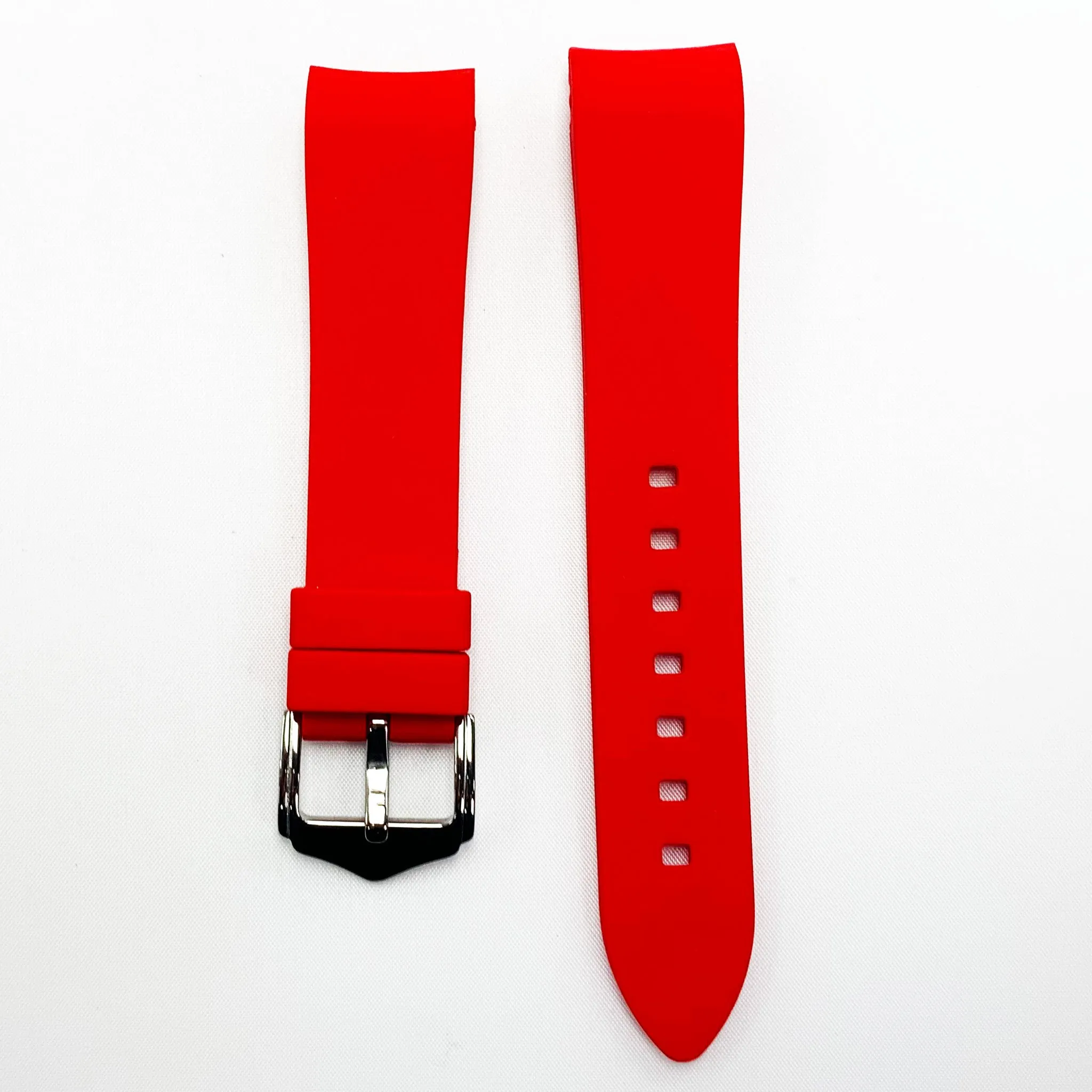 20 MM Special Curve Red Color Silicone Quick Release Regular Size Watch Strap Steel HR