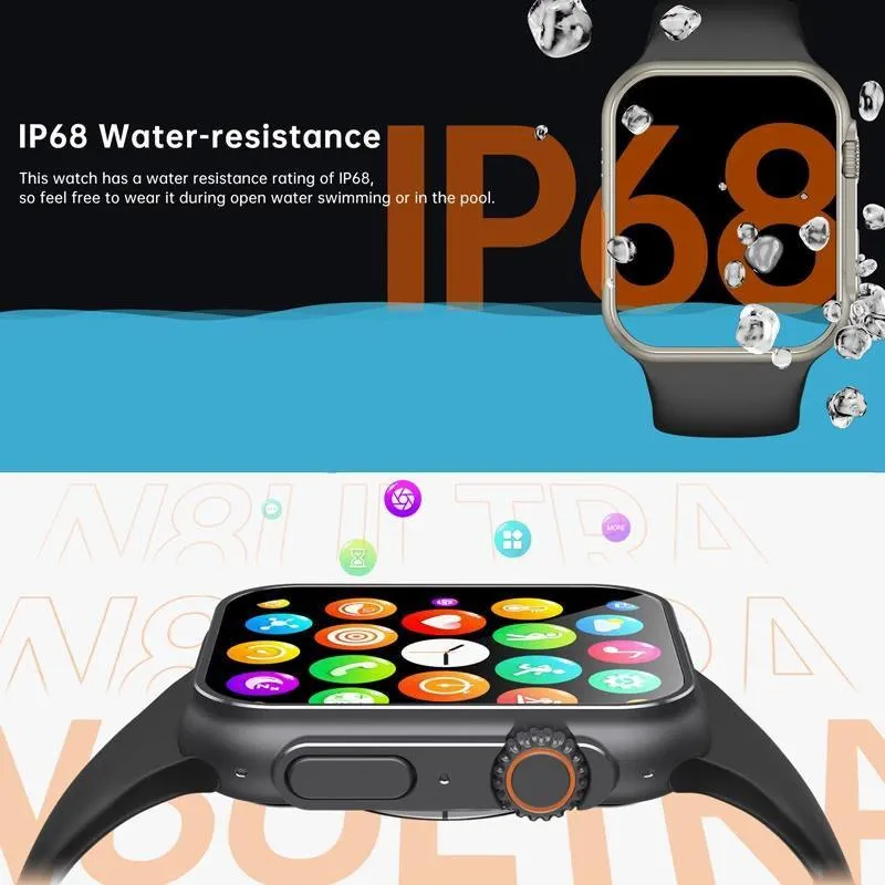 2022 Smart Watch Ultra Series 8 NFC Smartwatch Men Women Bluetooth Call Waterproof Wireless Charging HD Screen for Apple Xiaomi
