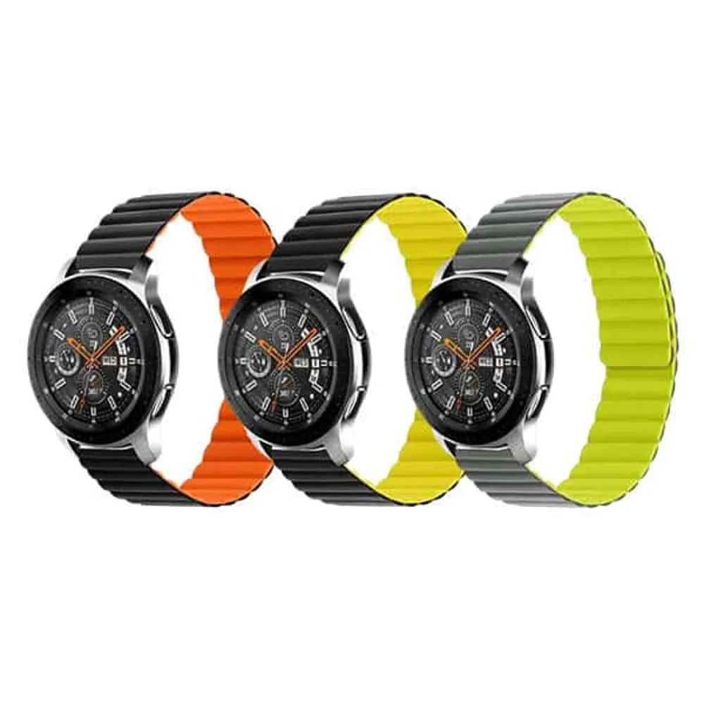 20MM Silicone Magnetic Watch Band - Orange Black