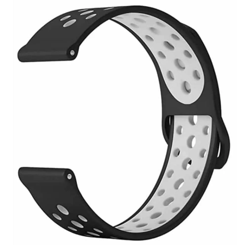 20mm Sporty Silicone Strap for Samsung Gear Sport- Black/White
