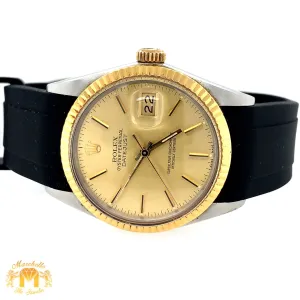 36mm Rolex Datejust Watch with Black Rubber Band (quick set)