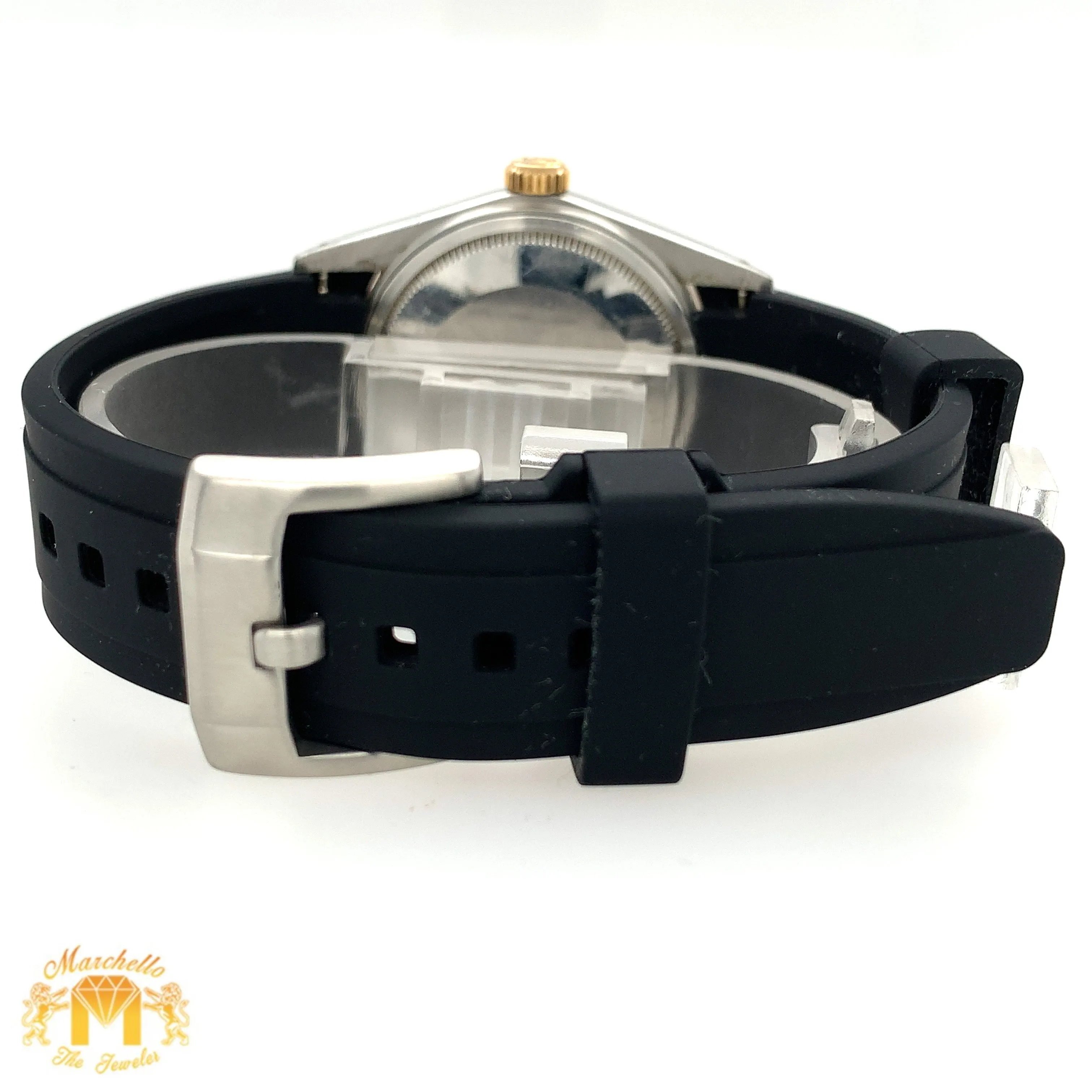 36mm Rolex Datejust Watch with Black Rubber Band (quick set)