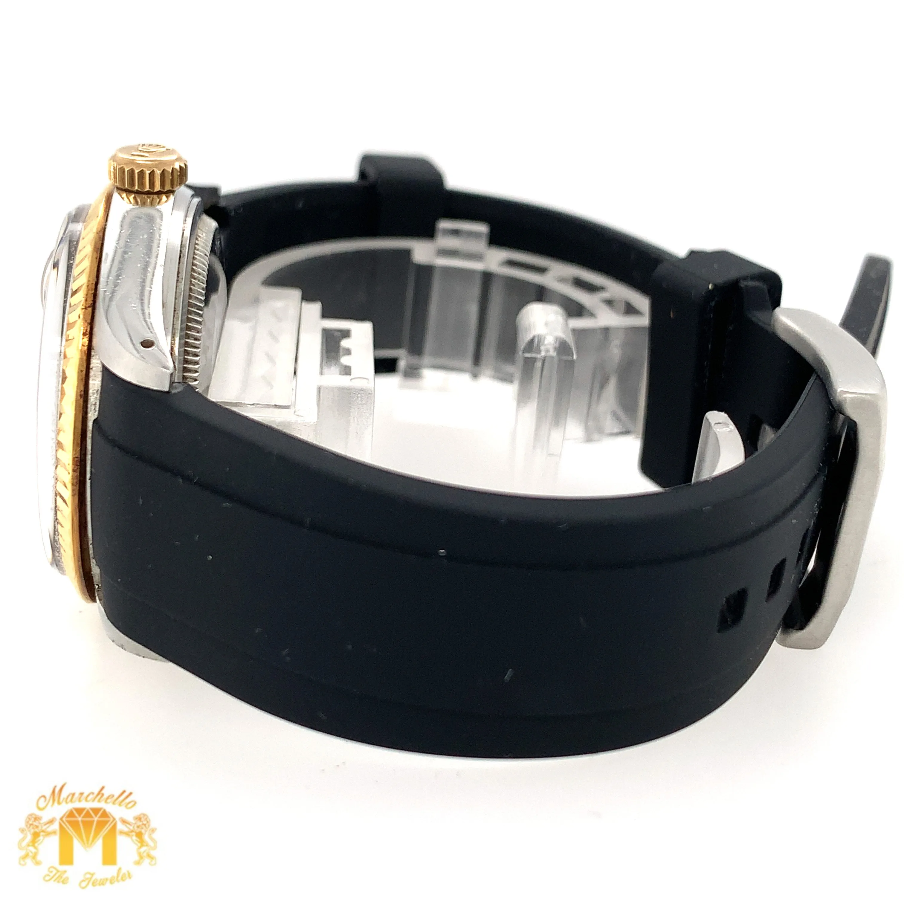 36mm Rolex Datejust Watch with Black Rubber Band (quick set)