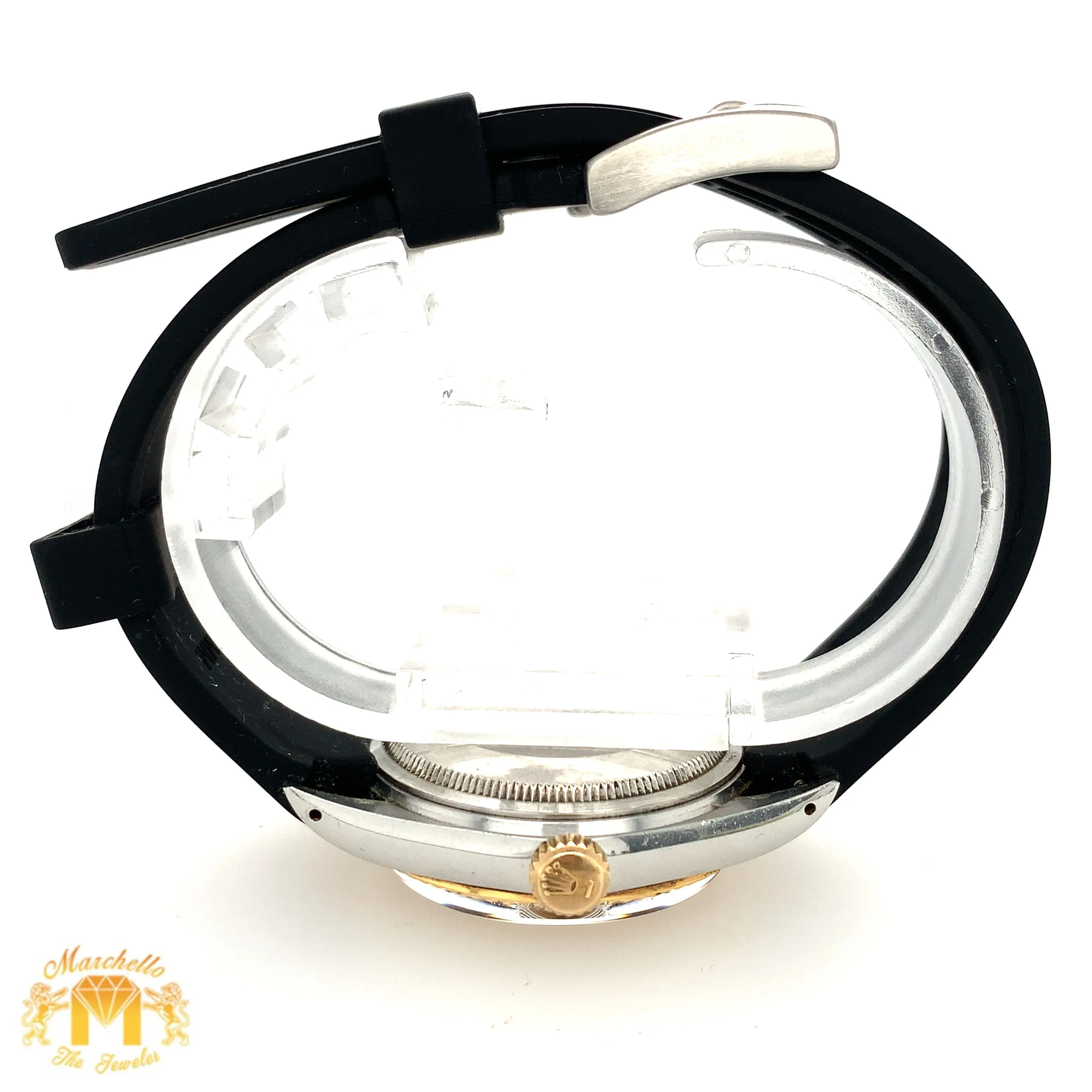 36mm Rolex Datejust Watch with Black Rubber Band (quick set)