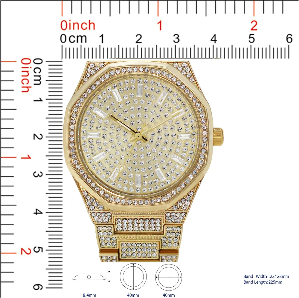 5418-Montres Carlo Iced Out Metal Band Watch