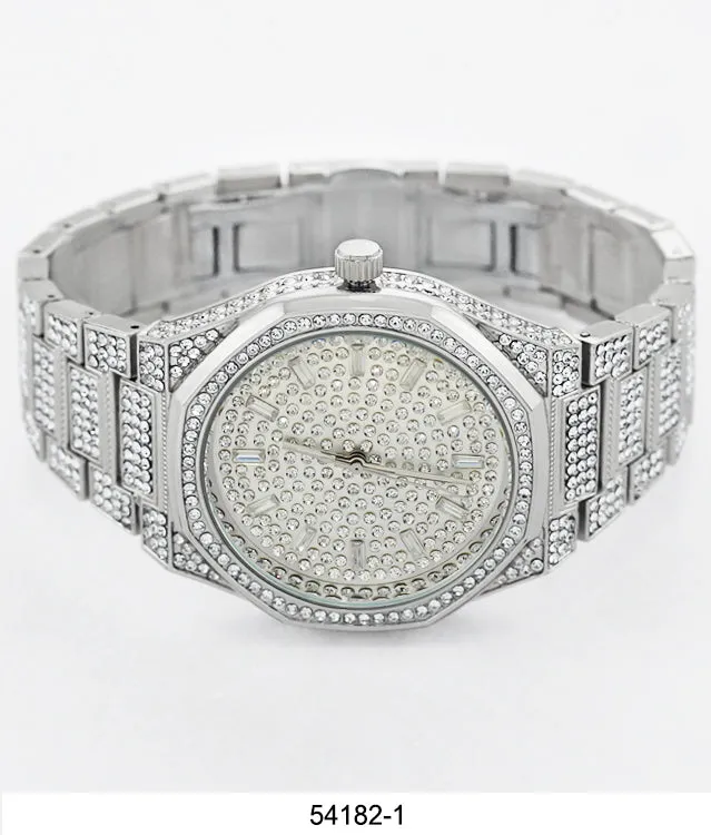 5418-Montres Carlo Iced Out Metal Band Watch