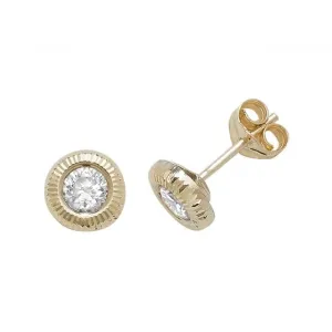 9ct  Yellow  Gold  Zirconia  Stud  Earrings  ES396