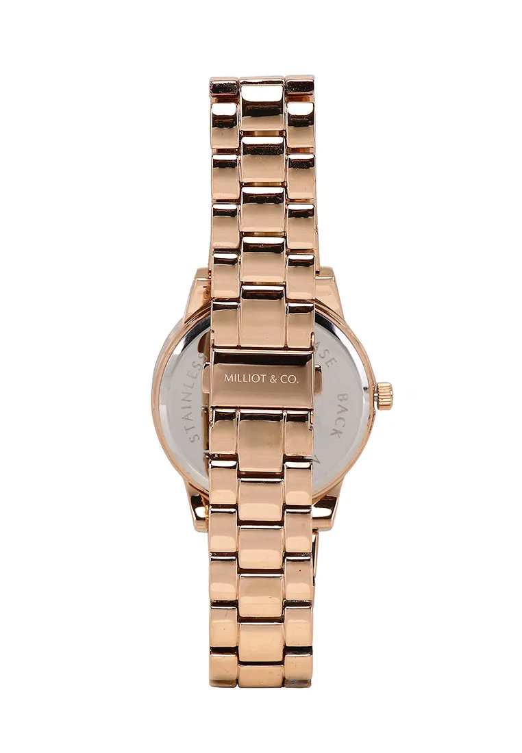 Aaron Rose Gold Metal Watch (Salmon)