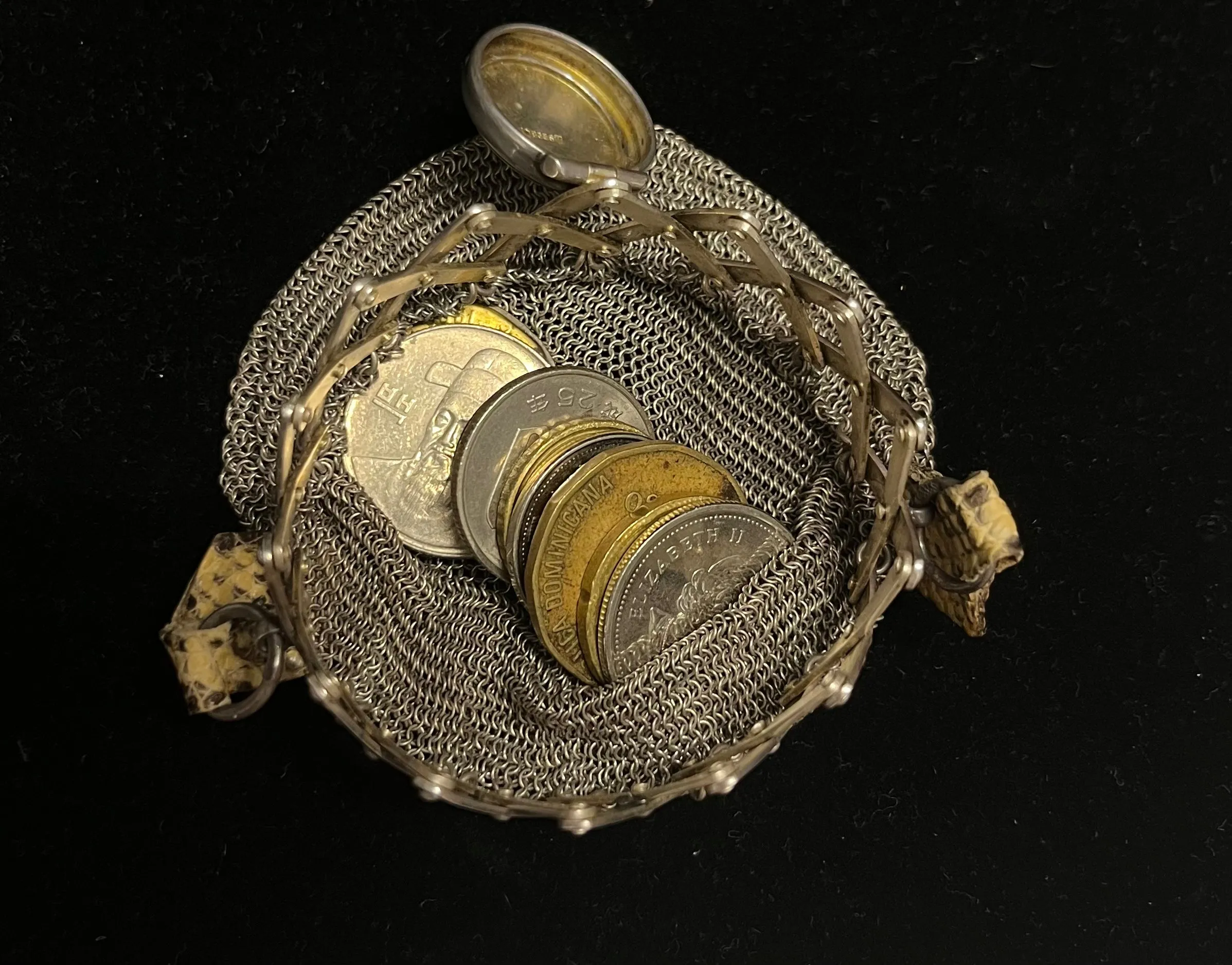 Antique HERMES Coin Purse 1834" Unique Silver Crocodile Nice - $10K APR w/ CoA!!