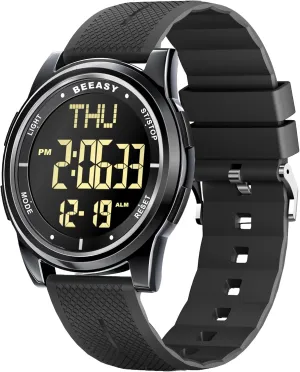 Beeasy Digital Watch Waterproof with Stopwatch Alarm Countdown Dual Time, Ultra-Thin Super Wide-Angle Display Digital Wrist Watches for Men Women