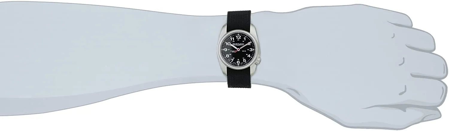 Bertucci A-1S Black Nylon Strap 36mm Stainless Steel Dial Field Watch