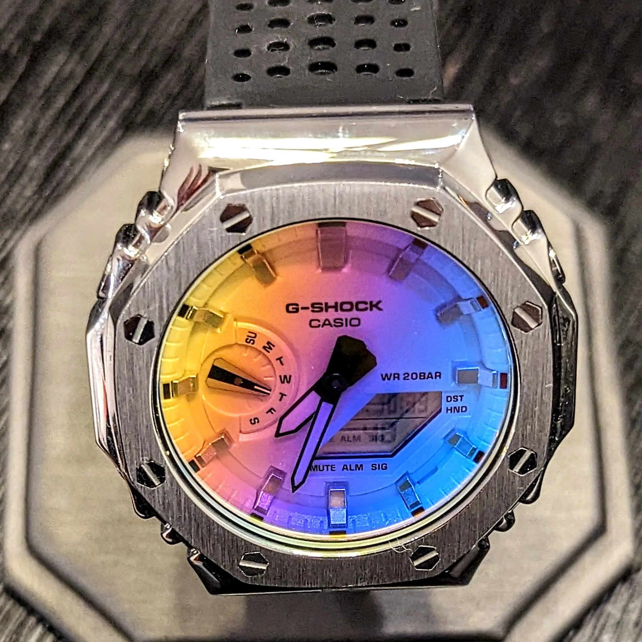 Brand-New Custom Casio G-Shock Watch CASIO Iridescent Dial GA-2100SRS Wristwatch
