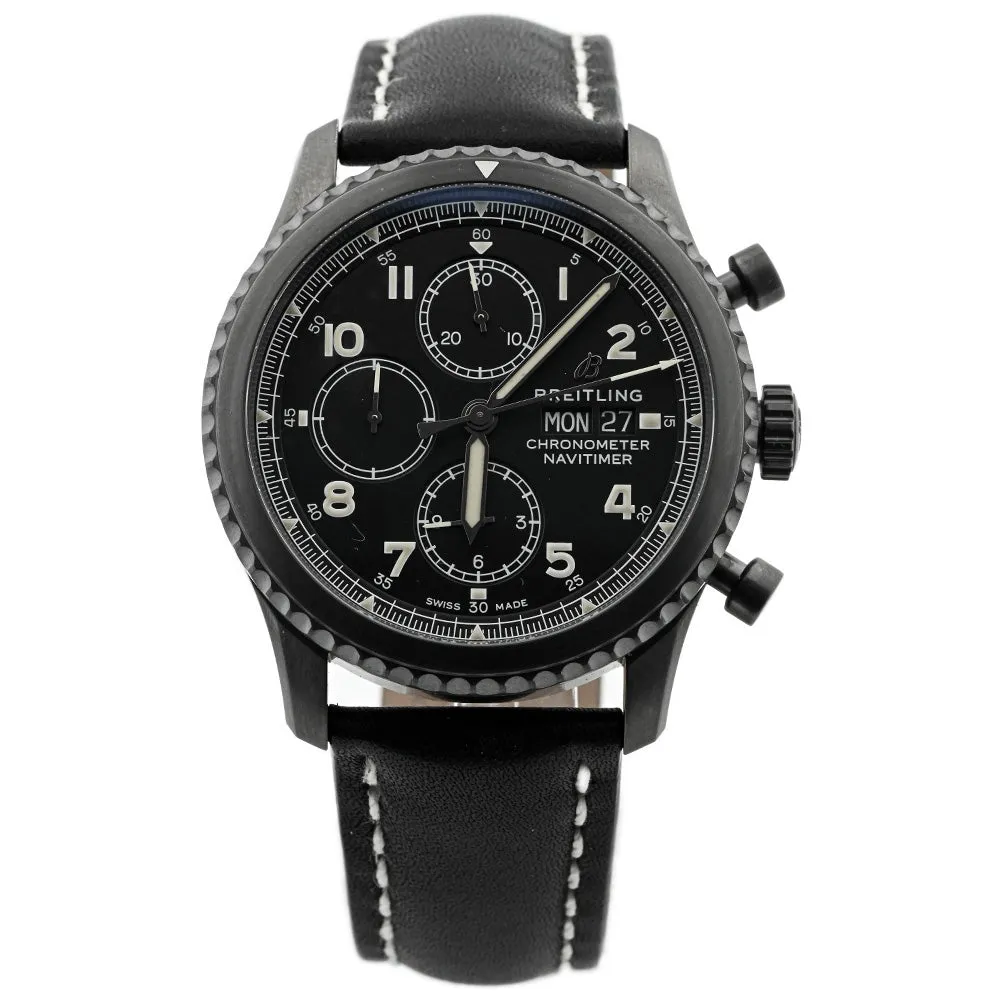 Breitling Mens Navitimer 8 Chronograph DLC-Coated Stainless Steel 43mm Black Arabic Dial Watch Reference #: M13314101B1X1