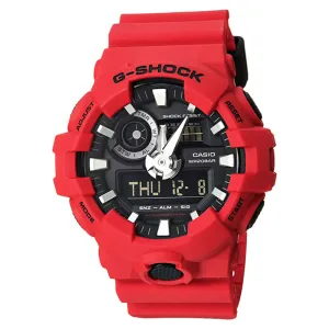 Casio Men's Black Dial Red Resin Band Analog and Digital Quartz Watch - GA-700-4ACR