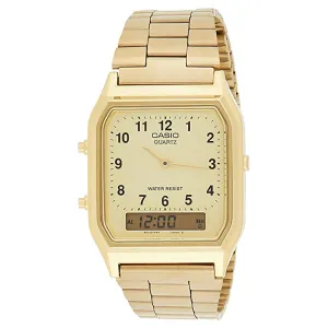Casio Men's Digital Dial Gold Stainless Steel Band Quartz Watch - AQ-230GA-9BMQ