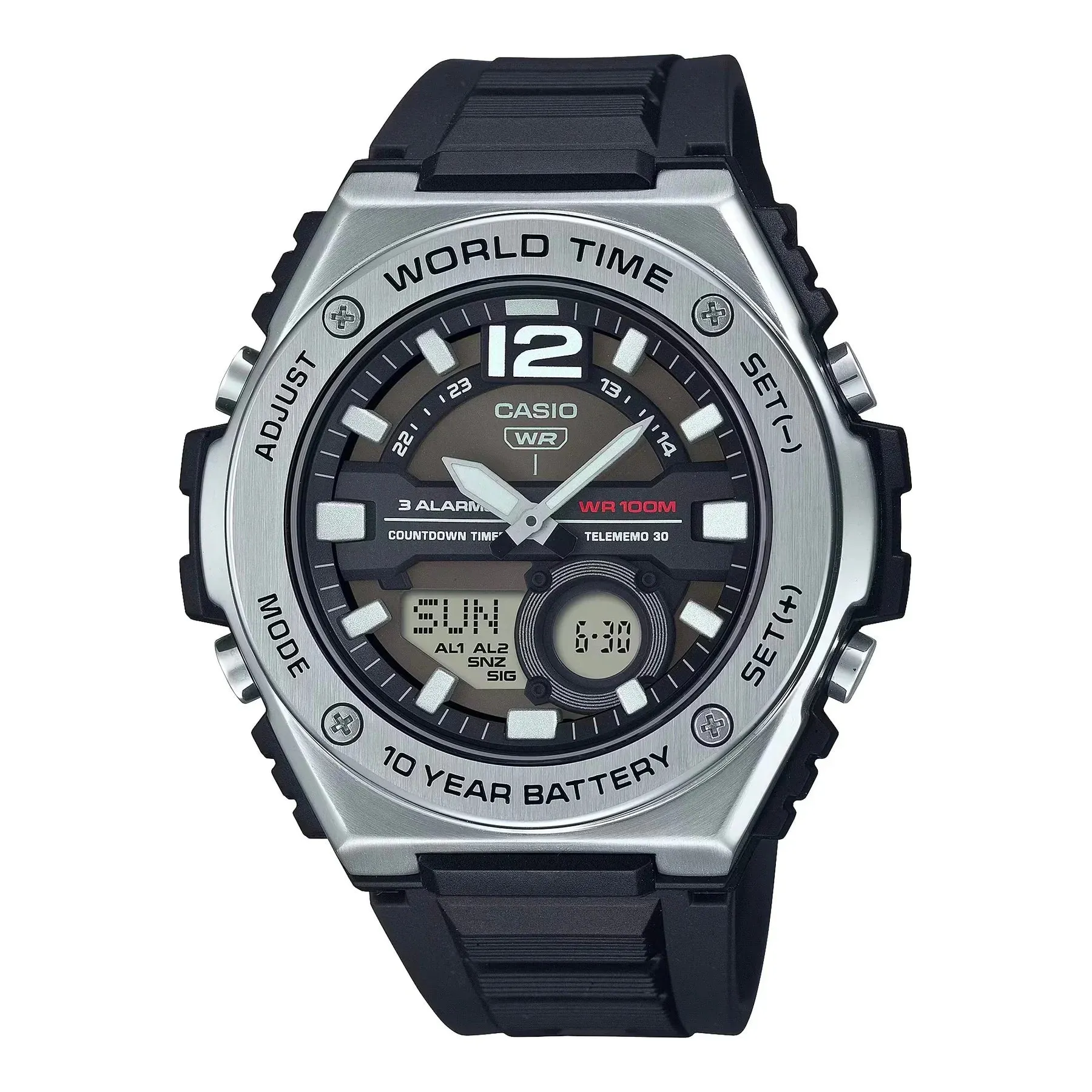 Casio Metal-Clad Dual Digital Analogue Watch MWQ100-1A
