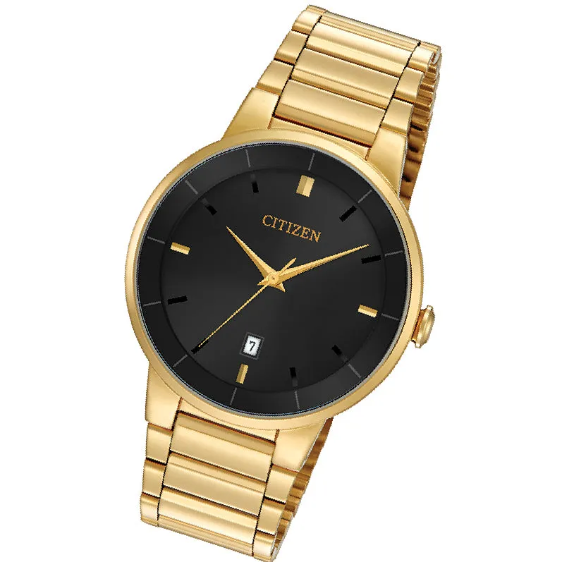 Citizen Quartz Men's Watch - Black Dial - Gold Tone