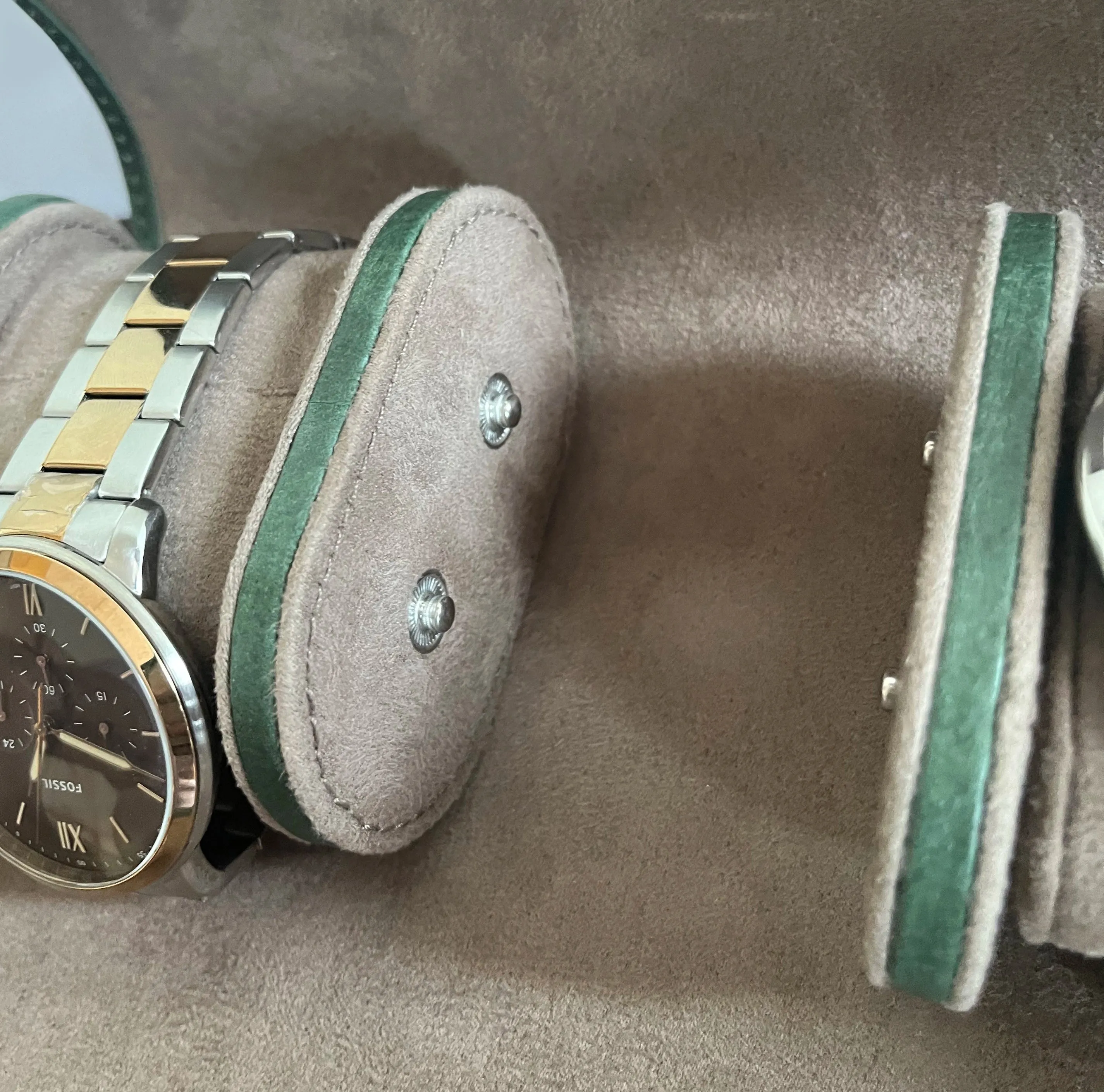 Classic Leather Travel Watch Case - 3 Slots (Green)