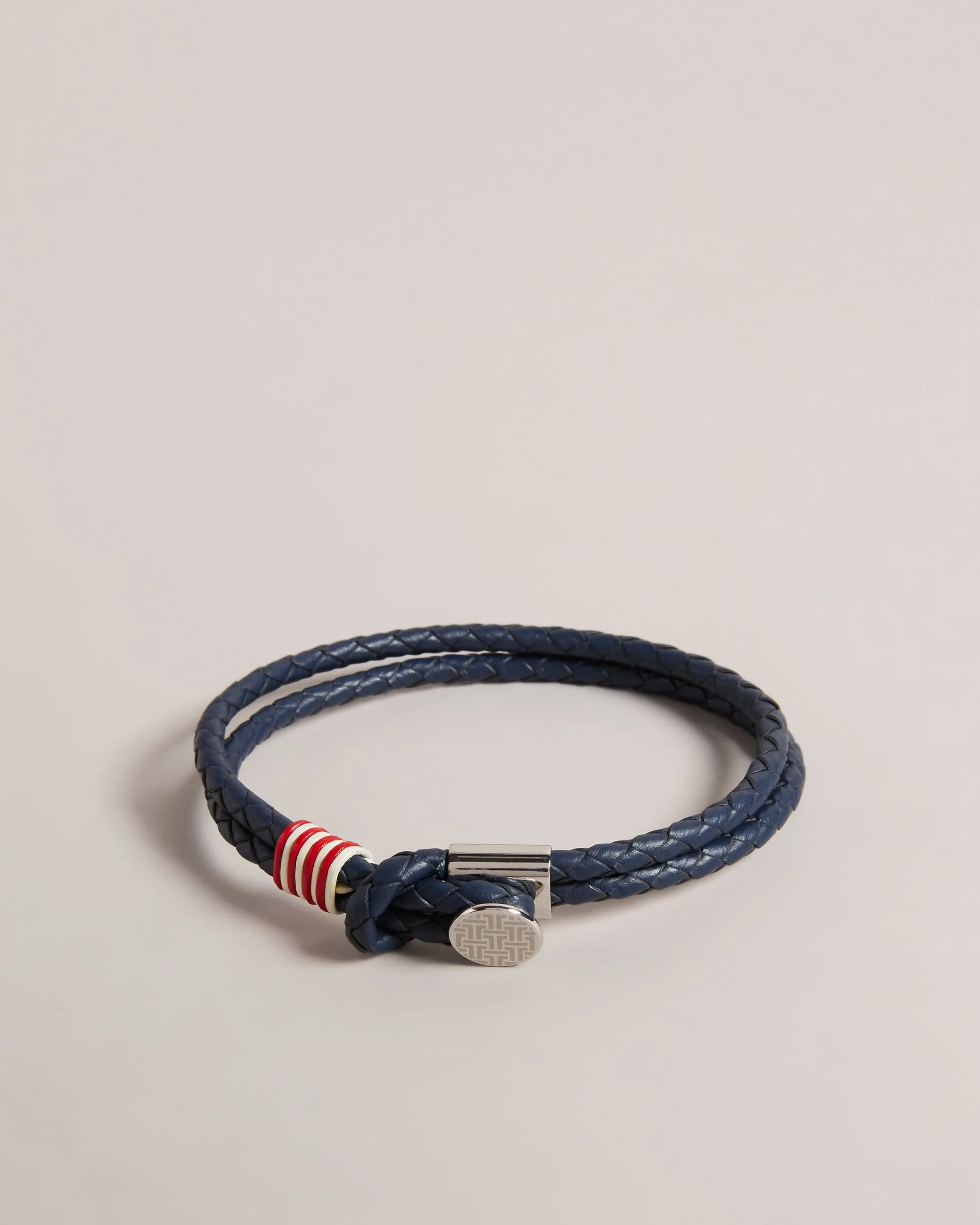 Coen Woven Leather Double Strap Bracelet Navy