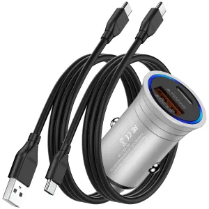 essential USB C Car Charger Adapter with 2 Pack 6FT USB Cables Cigarette Lighter USB Charger Fast Charging Cord Type C Cable Cord PD20W QC18W USB C Car Phone Charger for iPhone 15 Pro SamSung Galaxy, Black