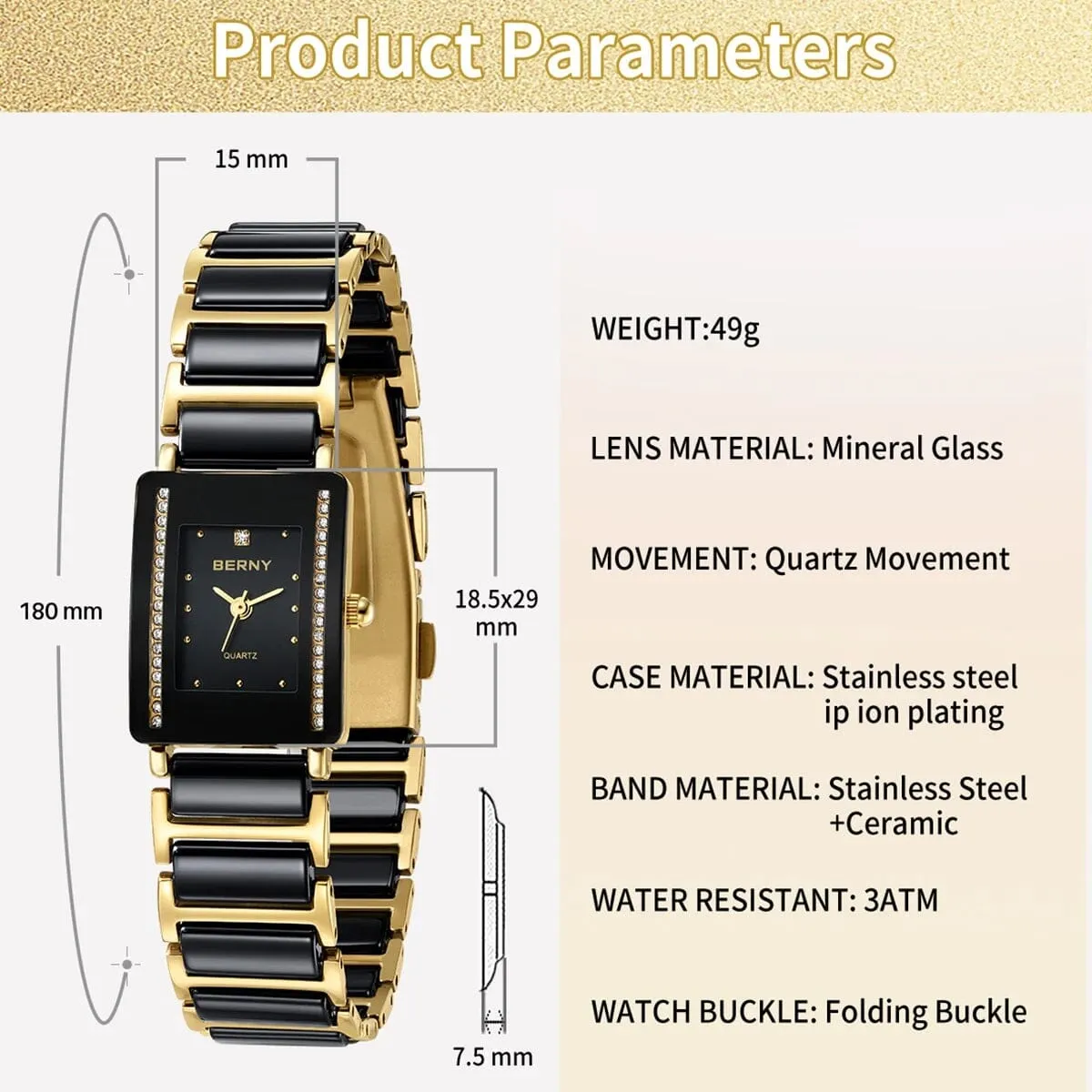 Experience Timeless Elegance with the Rectangular Quartz Watch