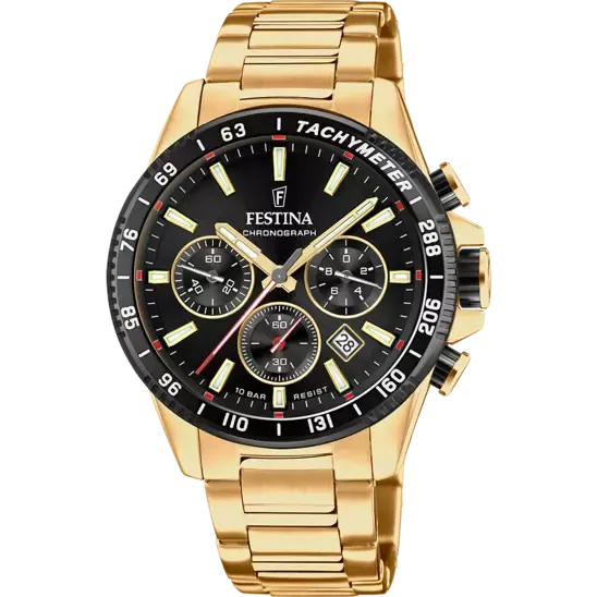 Festina Timeless Chronograph Black Dial Stainless Steel 316L Strap Men's F20634/5