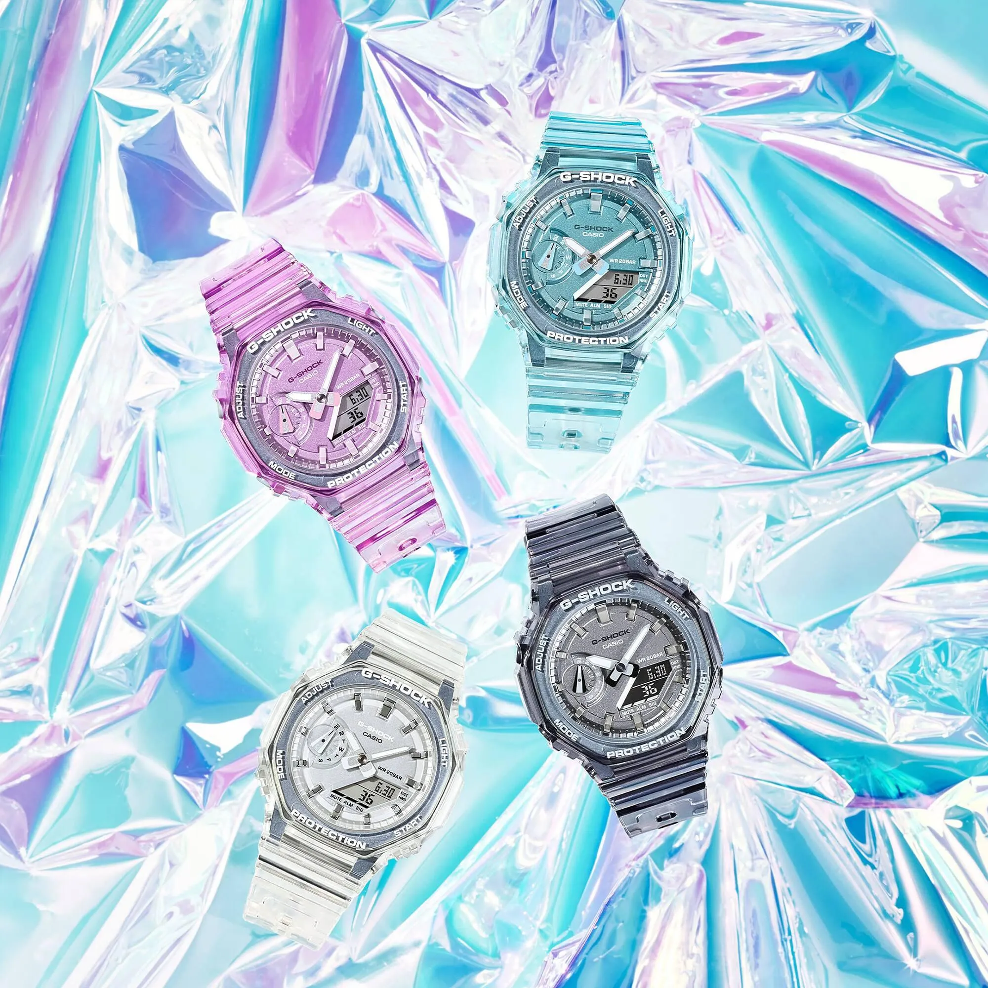 G-Shock Carbon Core Guard Slim Duo - Womens Transparent Aqua - GMAS2100SK-2A