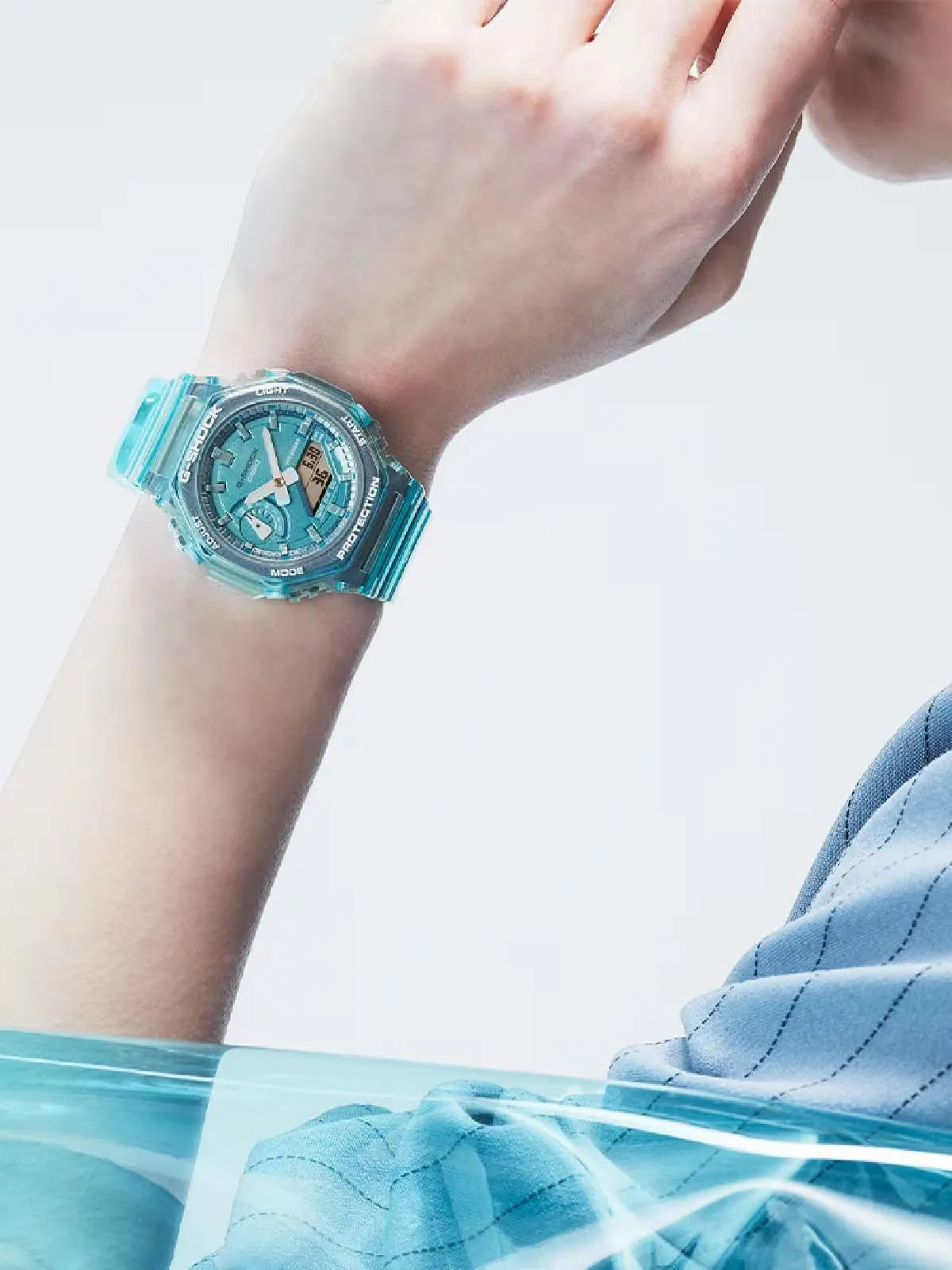 G-Shock Carbon Core Guard Slim Duo - Womens Transparent Aqua - GMAS2100SK-2A